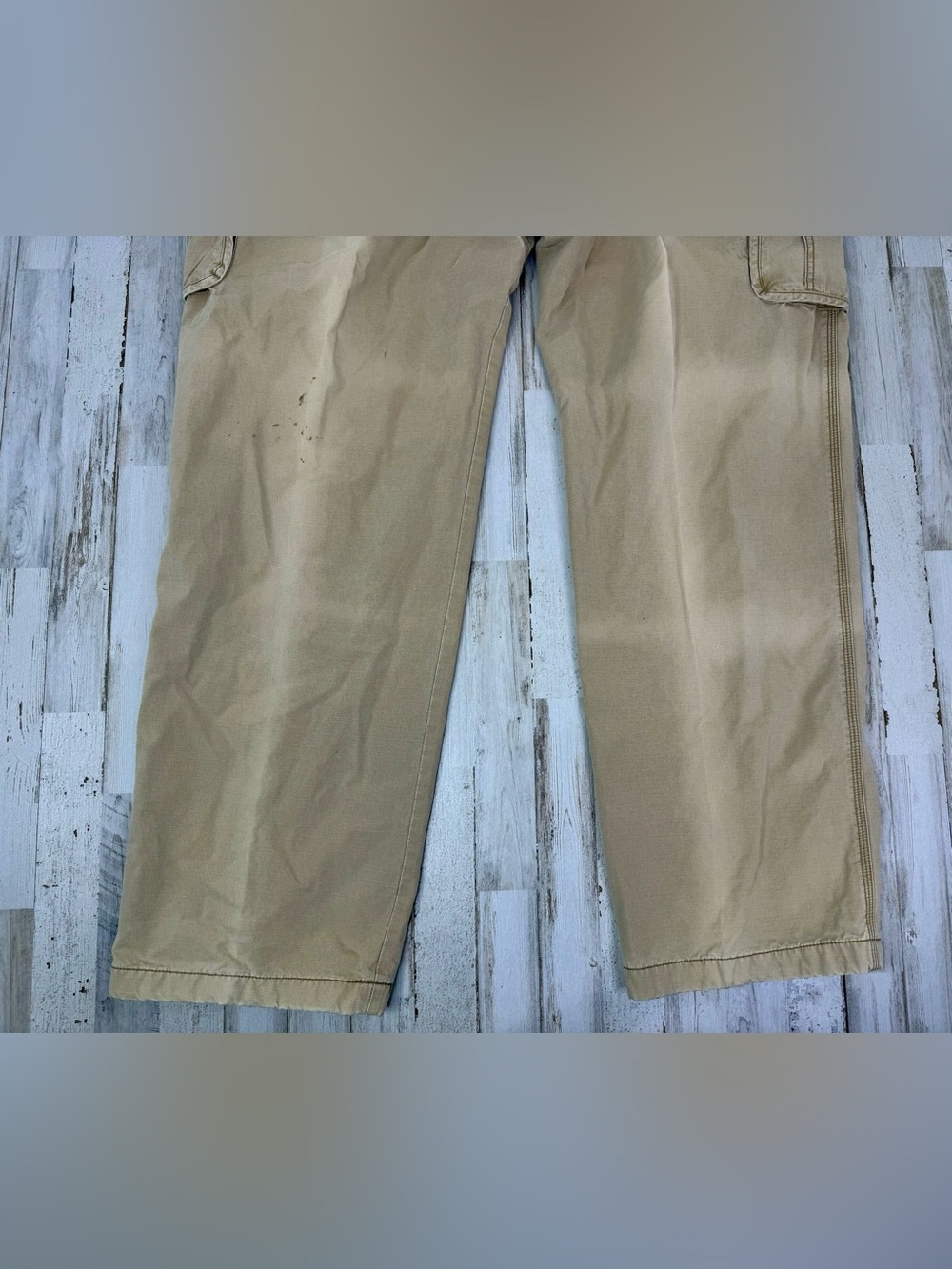 L.L. Bean Mens 44x35 Reinforced Knee Utility Pants Tan Cargo Fleece Lined - Picture 10 of 10